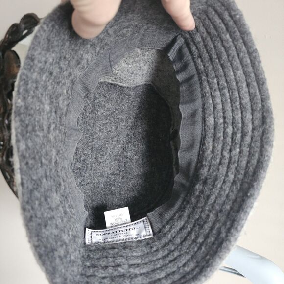 SOPRATTUTTO CAPPELLI Italy Vintage 100% Wool Felt Cloche Womens Bucket Hat Gray main image 4